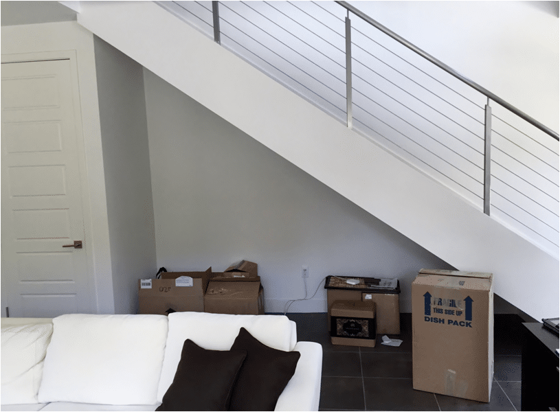 Under the stairs New Jersey wine cellar before completion