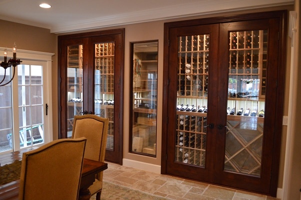 Luxury Residential Wine Cellar Cabinet with Glass Doors by New Jersey Builders