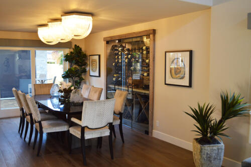 3 The dining room's lighting add a more elegant touch to this NJ wine cellar